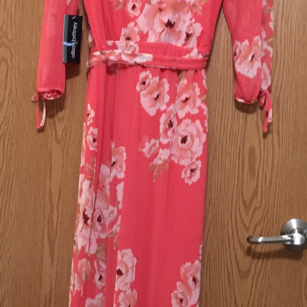 Allison Brittney Floral Orange Midi Dress